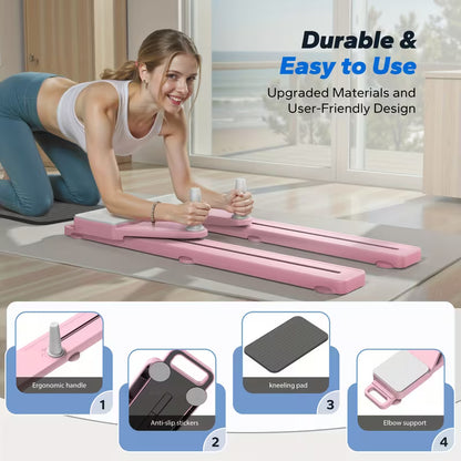 Foldable Pilates Reformer Board with Resistance Bands for Home Workouts, Core Strength, and Full Body Training