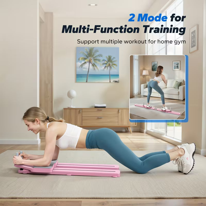 Foldable Pilates Reformer Board with Resistance Bands for Home Workouts, Core Strength, and Full Body Training